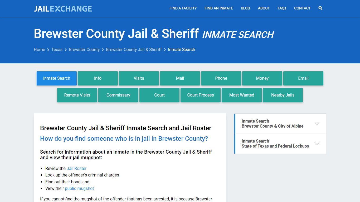 Brewster County Jail & Sheriff Inmate Search - Jail Exchange